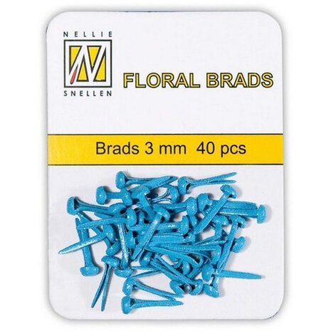 Nellie Snellen Floral Glitter Brads 3mm Blue (40pcs) (FLP-GB-004) (OUTLET)