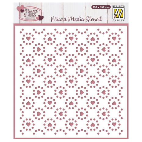 Nellie Snellen Mixed Media Stencil Hearts & Dots (MMS4K-080) (OUTLET)