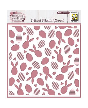 Nellie Snellen Mixed Media Stencil Bunnies And Eggs (MMS4K-086) (OUTLET)