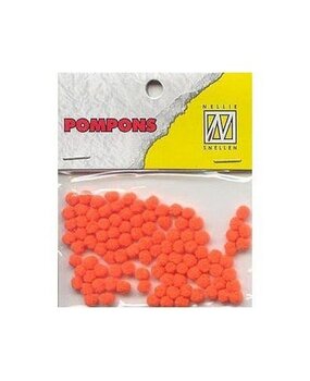 Nellie Snellen Pompons Mini 3mm Neon Orange (100pcs) (POM022) (OUTLET)