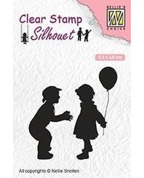 Nellie Snellen Silhouette Clear Stamps Children with Balloon (SIL046) (OUTLET)