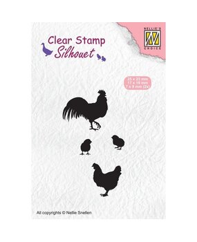 Nellie Snellen Silhouette Clear Stamps Rooster, Hen and Chicks (SIL060) (OUTLET)