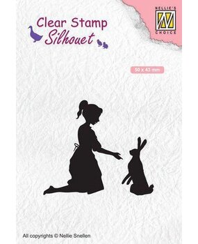 Nellie Snellen Silhouette Clear Stamps Girl with Hare (SIL061) (OUTLET)