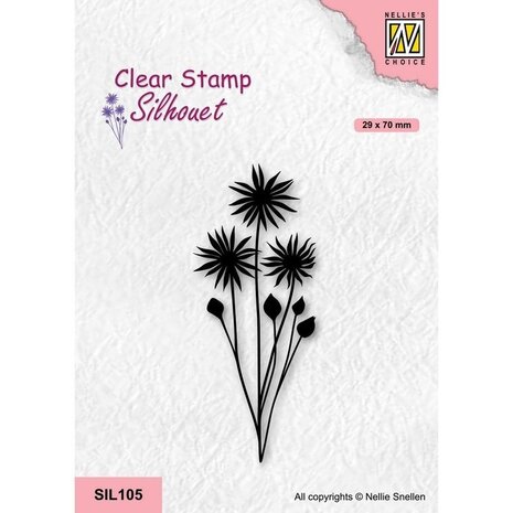 Nellie Snellen Silhouette Clear Stamps Flowers 18 (SIL105) (OUTLET)