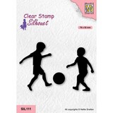 Nellie Snellen Silhouette Clear Stamps Boys Playing Soccer (SIL111) (OUTLET)
