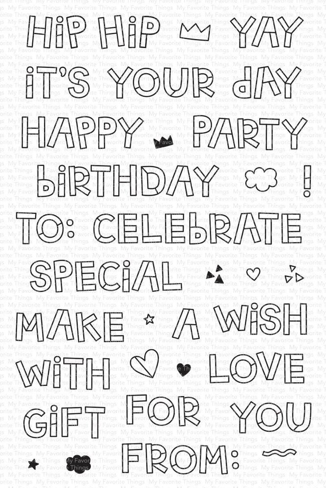 My Favorite Things Hip Hip Yay Day Clear Stamps (MSTN-005) (OUTLET)