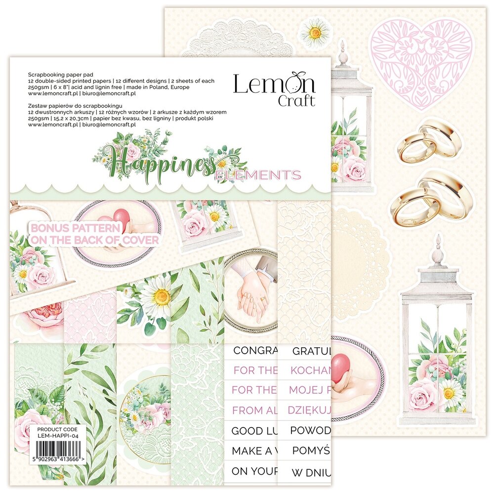 LemonCraft Happiness Elements 6x8 Inch Paper Pad (LEM-HAPPI-04) (OUTLET) LemonCraft Happiness Elements 6x8 Inch Paper Pad (LEM-HAPPI-04) (OUTLET)