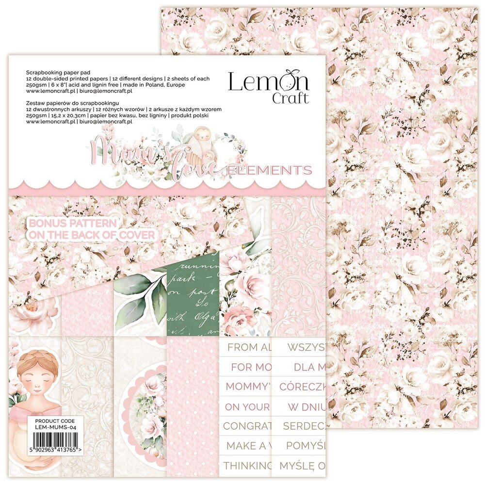 LemonCraft Mums' Love Elements 6x8 Inch Paper Pad (LEM-MUMS-04) (OUTLET)