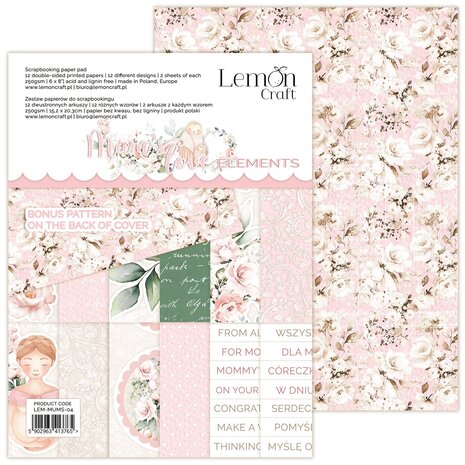 LemonCraft Mums' Love Elements 6x8 Inch Paper Pad (LEM-MUMS-04) (OUTLET)