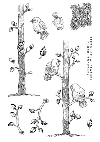 Katkin Krafts Bright Birds A5 Clear Stamp Set (KK0055) (OUTLET)