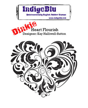 IndigoBlu Heart Flourish A7 Rubber Stamps (IND0148) (OUTLET)