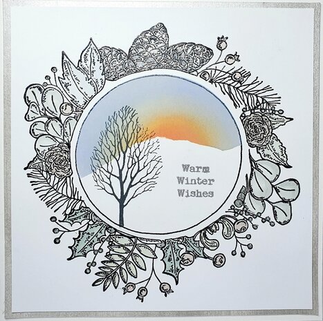 IndigoBlu Foliage Wreath A5 Rubber Stamps (IND0812) (OUTLET)