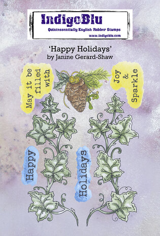 IndigoBlu Happy Holidays A6 Rubber Stamps (IND0814) (OUTLET)