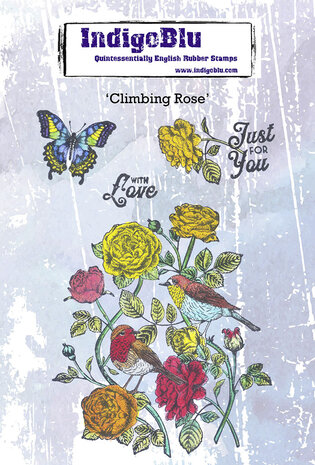 IndigoBlu Climbing Rose A6 Rubber Stamps (IND1183) (OUTLET)