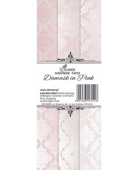 Decorer Damask in Pink 3x8 Inch Paper Pack (Double-sided) (DECOR-D1) (OUTLET)
