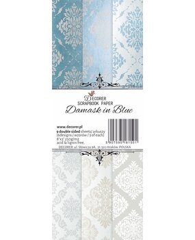 Decorer Damask in Blue 3x8 Inch Paper Pack (Double-sided) (DECOR-D2) (OUTLET)