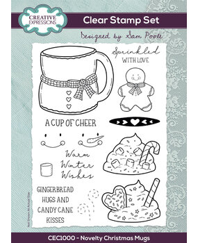 Creative Expressions Sam Poole Clear Stamp A5 Novelty Christmas Mugs (CEC1000) (OUTLET)