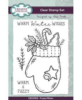 Creative Expressions Sam Poole Clear Stamp A6 Fuzzy Mittens (CEC1003) (OUTLET)