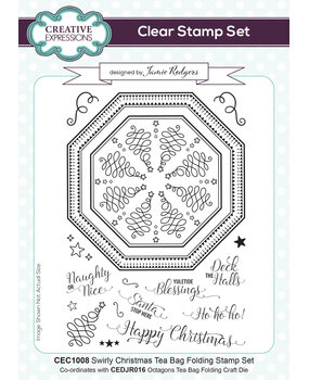 Creative Expressions Jamie Rodgers Clear Stamp A5 Tea Bag Folding Swirly Christmas (CEC1008) (OUTLET)