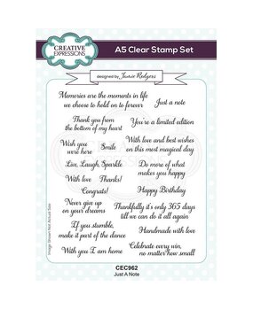 Creative Expressions Jamie Rodgers Clear Stamp A5 Just A Note (CEC962) (OUTLET)