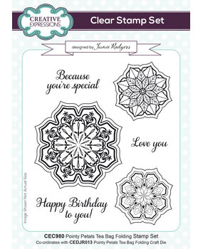 Creative Expressions Jamie Rodgers Clear Stamp A5 Pointy Petals Tea Bag Folding (CEC980) (OUTLET)