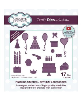 Creative Expressions Sue Wilson Craft Die Finishing Touches Birthday Accessories (CED1542) (OUTLET)