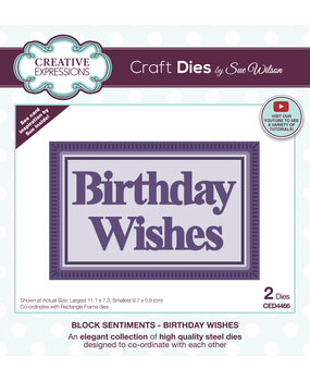 Creative Expressions Sue Wilson Craft Die Block Sentiments Birthday Wishes (CED4466) (OUTLET)