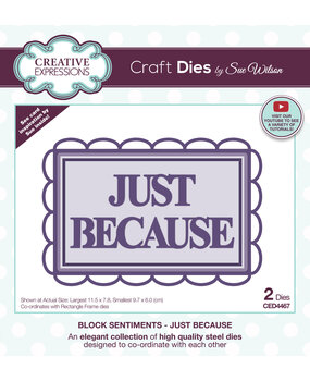 Creative Expressions Sue Wilson Craft Die Block Sentiments Just Because (CED4467) (OUTLET)