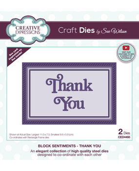 Creative Expressions Sue Wilson Craft Die Block Sentiments Thank You (CED4468) (OUTLET)