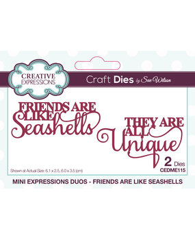 Creative Expressions Sue Wilson Craft Die Mini Expressions Duos Friends Are Like Seashells (CEDME115) (OUTLET) Creative Expressions Sue Wilson Craft Die Mini Expressions Duos Friends Are Like Seashells (CEDME115) (OUTLET)