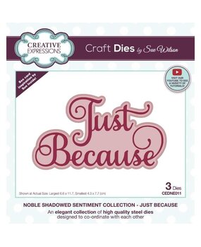 Creative Expressions Sue Wilson Craft Die Noble Shadowed Sentiment Just Because (CEDNE011) (OUTLET) Creative Expressions Sue Wilson Craft Die Noble Shadowed Sentiment Just Because (CEDNE011) (OUTLET)