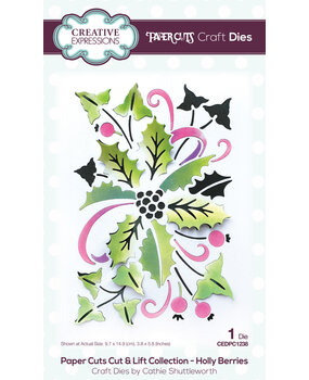 Creative Expressions Cathie Shuttleworth Paper Cuts Cut & Lift Holly Berries (CEDPC1238) (OUTLET)