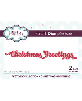 Creative Expressions Sue Wilson Craft Die Festive Shadowed Sentiments Christmas Greetings (CEDSS018) (OUTLET)