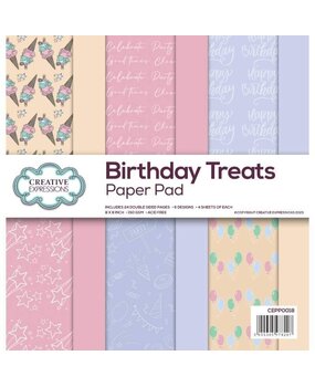 Creative Expressions Birthday Treats 8x8 Inch Paper Pad (CEPP0018) (OUTLET)
