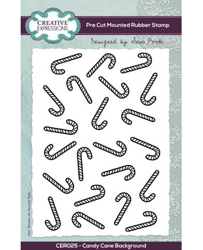 Creative Expressions Sam Poole Rubber Stamp A6 Candy Cane Background (CER025) (OUTLET)