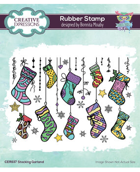 Creative Expressions Bonnita Moaby Rubber Stamp A6 Stocking Garland (CER037) (OUTLET) Creative Expressions Bonnita Moaby Rubber Stamp A6 Stocking Garland (CER037) (OUTLET)