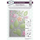 Creative Expressions Companion Colouring Stencil Folk Art Blooms (2pcs) (CEST156) (OUTLET)