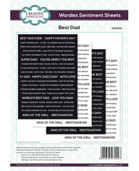 Creative Expressions Wordies Sentiment Sheets 6x8 Inch Best Dad (4pcs) (CEW019) (OUTLET) Creative Expressions Wordies Sentiment Sheets 6x8 Inch Best Dad (4pcs) (CEW019) (OUTLET)