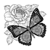 Crafty Individuals Butterfly and Rose Unmounted Rubber Stamps (CI-606) (OUTLET)