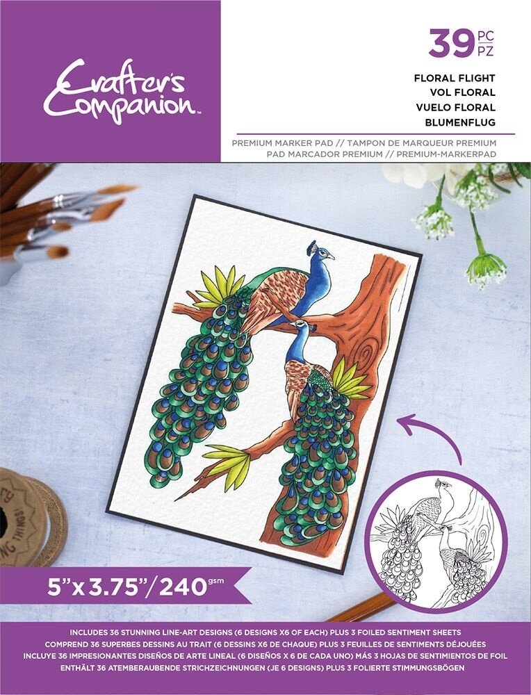 Crafter's Companion Card Front Colouring Pads Floral Flight (CC-COLPAD5-FLFL) (OUTLET)