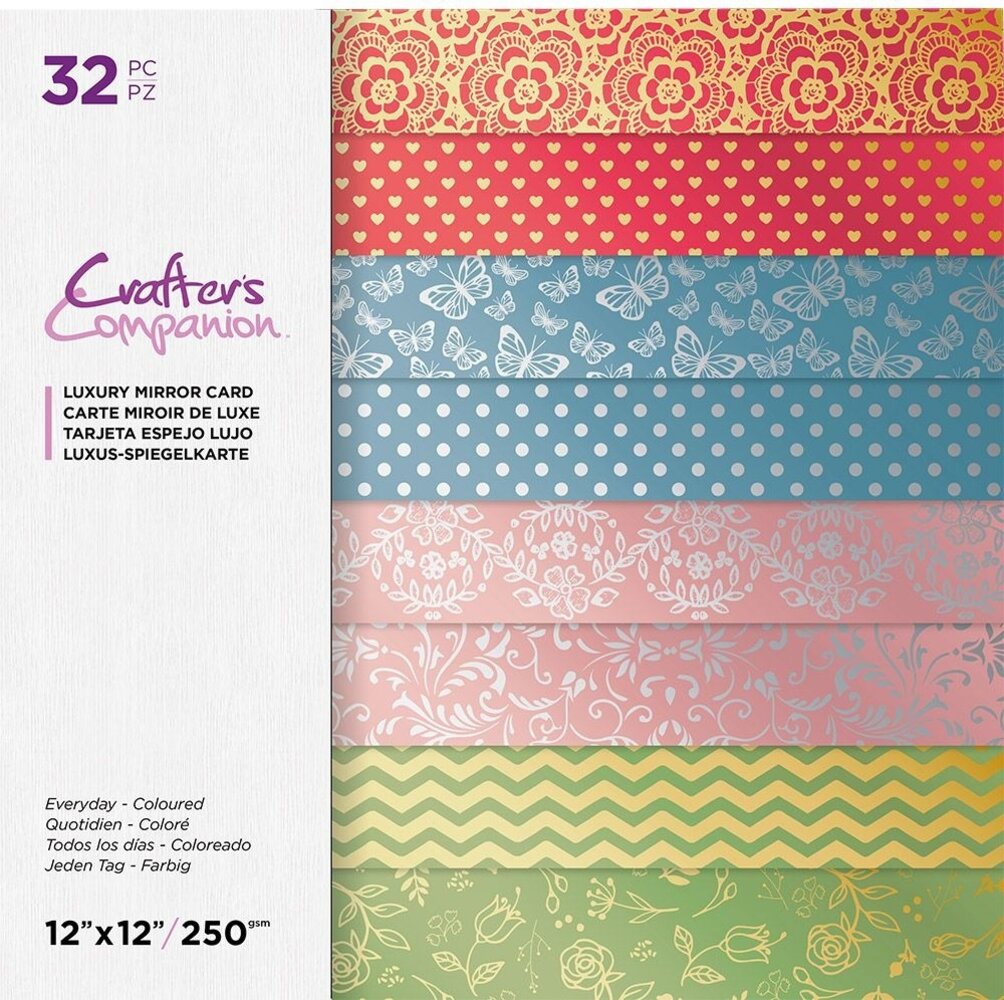 Crafter's Companion Everyday Coloured 12x12 Inch Luxury Mirror Card Pad (CC-LMC12-EVCOL-32) (OUTLET) Crafter's Companion Everyday Coloured 12x12 Inch Luxury Mirror Card Pad (CC-LMC12-EVCOL-32) (OUTLET)