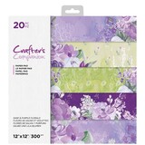 Crafter's Companion Sage & Purple Florals 12x12 Inch Paper Pad (CC-PAD12-SAPU) (OUTLET)