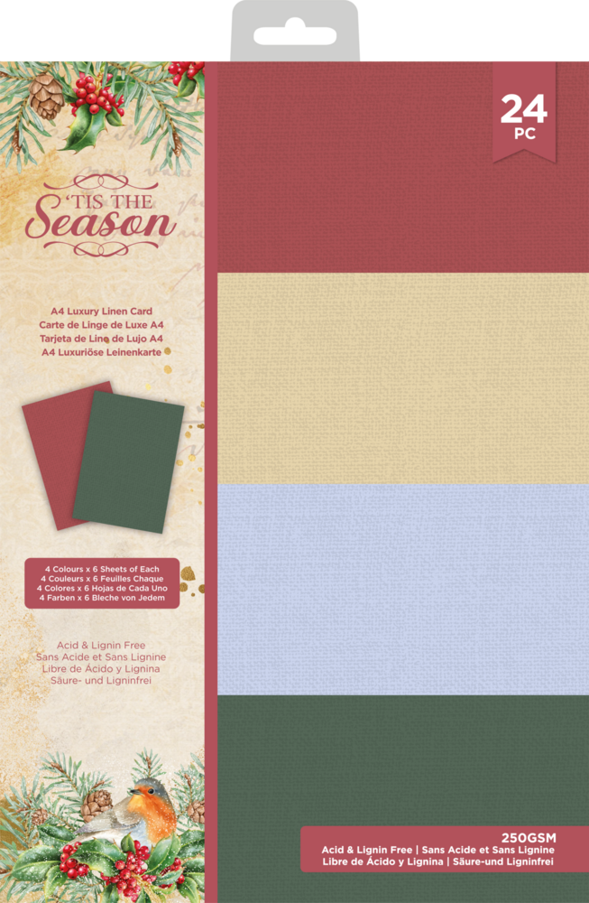 Crafter's Companion Tis the Season A4 Luxury Linen Card Pack (TTS-LMIXCARD-A4) (OUTLET)
