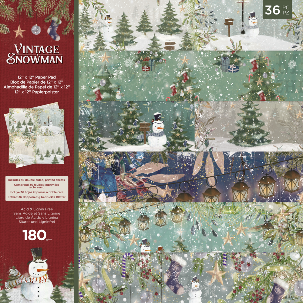 Crafter's Companion Vintage Snowman 12x12 Inch Paper Pad (VINSN-PAD12) (OUTLET) Crafter's Companion Vintage Snowman 12x12 Inch Paper Pad (VINSN-PAD12) (OUTLET)