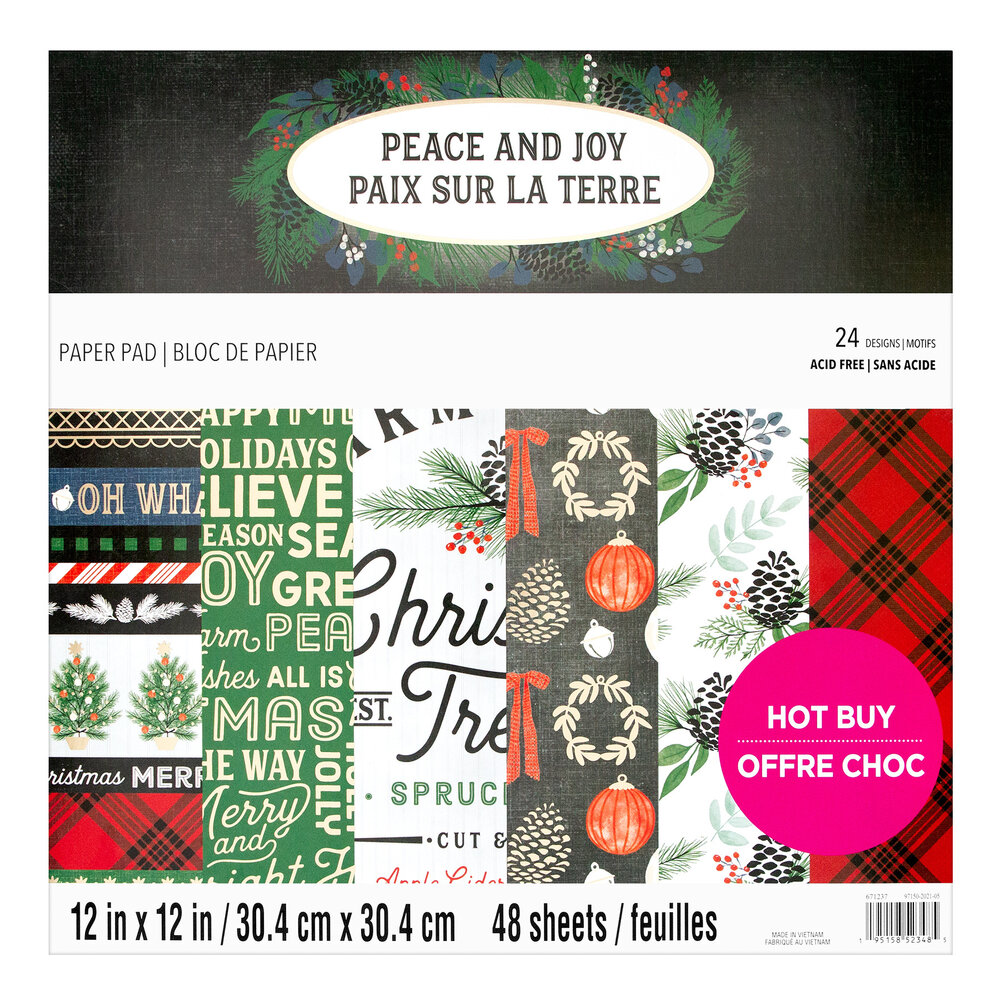 Craft Smith Peace and Joy 12x12 Inch Paper Pad (MSE7486) (OUTLET)