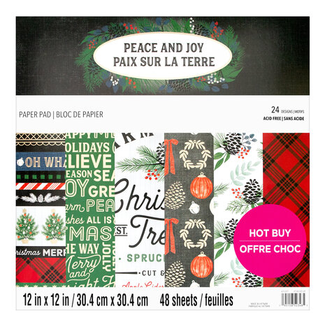 Craft Smith Peace and Joy 12x12 Inch Paper Pad (MSE7486) (OUTLET)