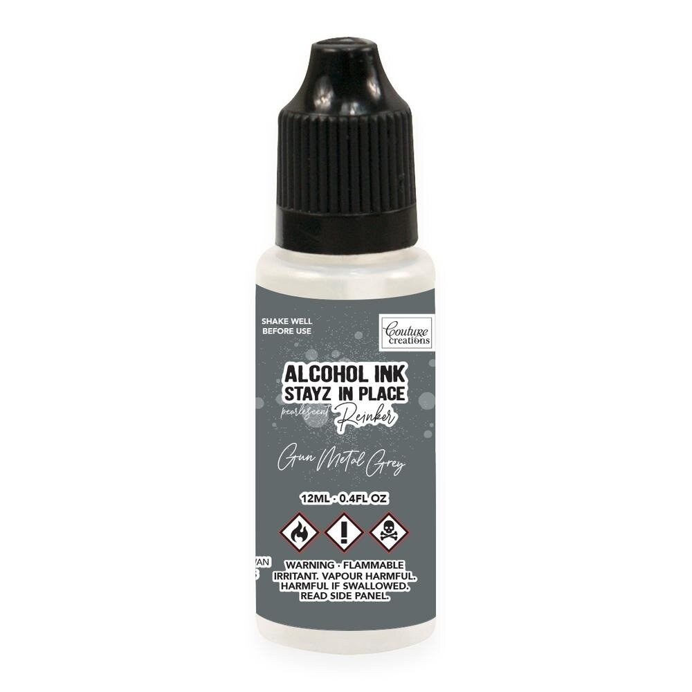 Couture Creations Stayz in Place Alcohol Ink Pearlescent Gun Metal Grey (12ml) Reinker (CO728201) (OUTLET) Couture Creations Stayz in Place Alcohol Ink Pearlescent Gun Metal Grey (12ml) Reinker (CO728201) (OUTLET)