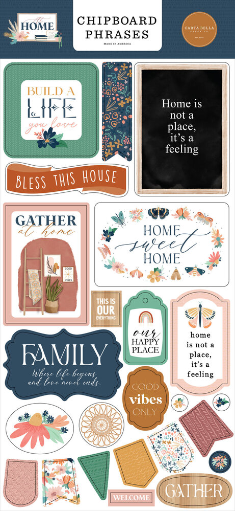 Carta Bella At Home Chipboard Phrases (CBAH339022) (OUTLET)