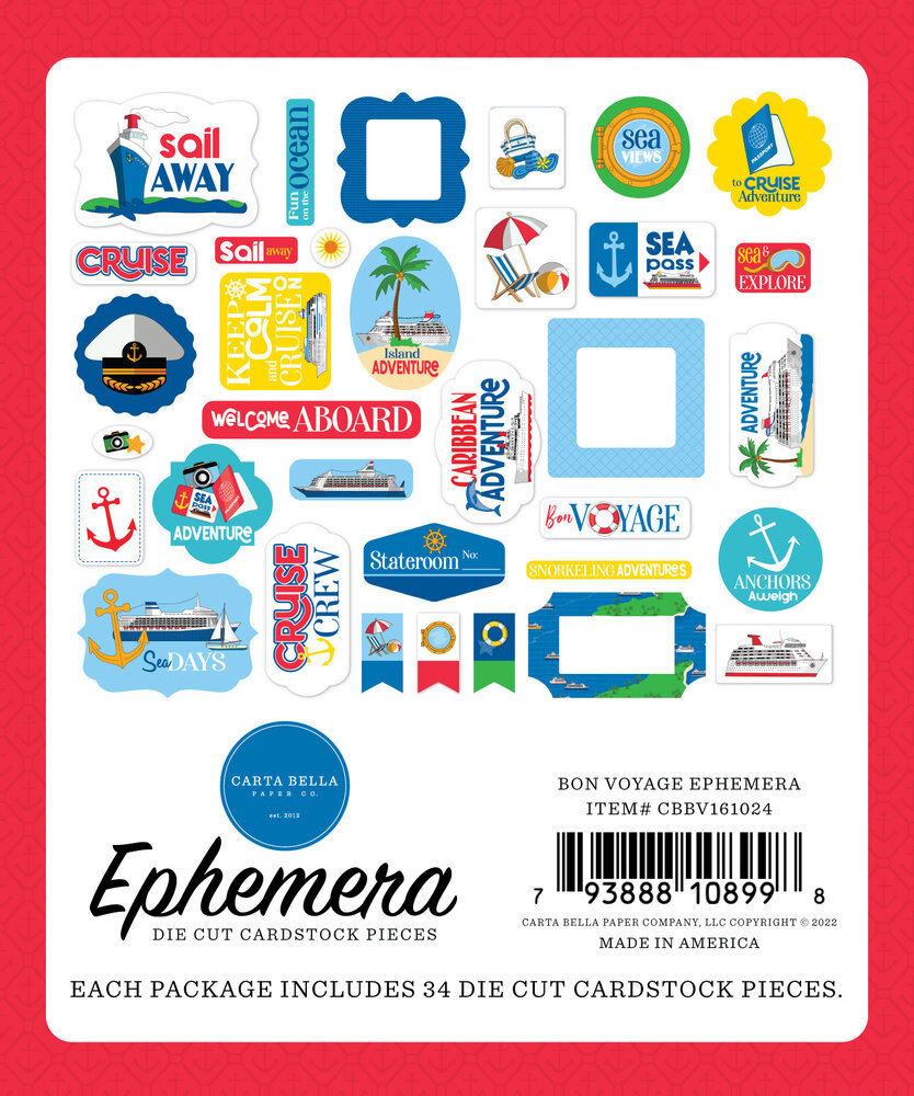 Carta Bella Bon Voyage Ephemera (CBBV161024) (OUTLET)