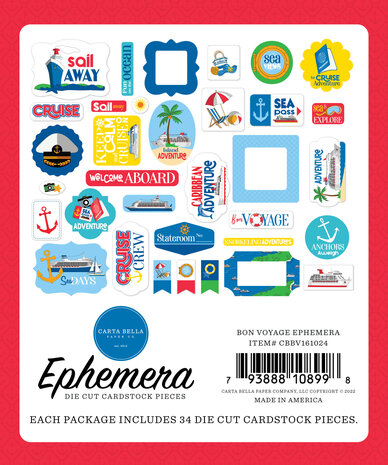 Carta Bella Bon Voyage Ephemera (CBBV161024) (OUTLET)